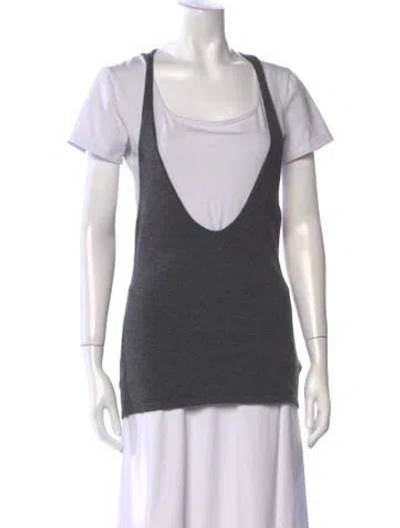 Pre-owned Saint Laurent Cashmere Scoop Neck T-shirt In Gray