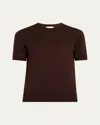 Saint Laurent Cashmere Short-sleeve Crewneck Sweater In Burgundy