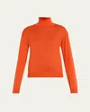Saint Laurent Cashmere-silk Turtleneck Sweater In Orange