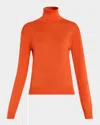 Saint Laurent Cashmere-silk Turtleneck Sweater In Orange