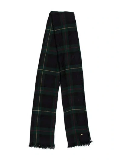 Pre-owned Saint Laurent Cashmere Striped Scarf In Green