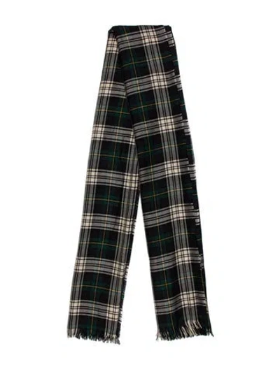 Pre-owned Saint Laurent Cashmere Striped Scarf In Green