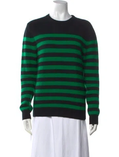 Pre-owned Saint Laurent Cashmere Striped Sweater In Green