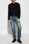 Saint Laurent Distressed-effect Crew Neck Jumper In Black