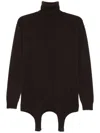 Saint Laurent Turtleneck Garter Sweater In Brown