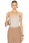 Saint Laurent Cassandre Sleeveless Top In Beige