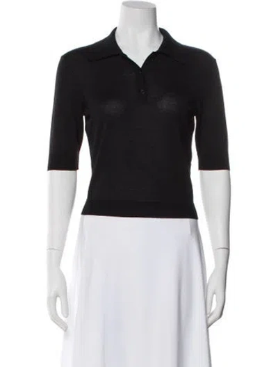 Pre-owned Saint Laurent Cashmere Three-quarter Sleeve Polo In Gray