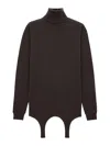 Saint Laurent Turtleneck Garter Sweater In Brown