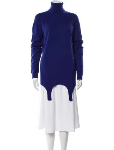 Pre-owned Saint Laurent Cashmere Turtleneck Romper W/ Tags In Blue