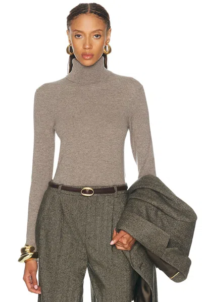Saint Laurent Cashmere Turtleneck Sweater In Taupe