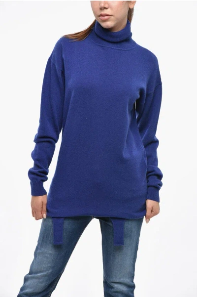 SAINT LAURENT CASHMERE TURTLENECK SWEATER WITH GARTER STRAP