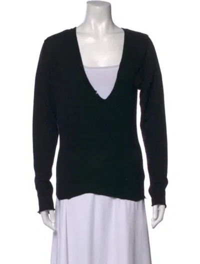 Pre-owned Saint Laurent Cashmere V-neck Sweater In Black