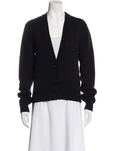 Pre-owned Saint Laurent Cashmere V-neck Sweater In Blue