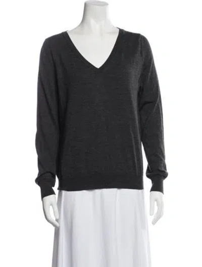 Pre-owned Saint Laurent Cashmere V-neck Sweater In Grey