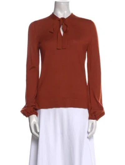 Pre-owned Saint Laurent Cashmere V-neck Sweater In Orange