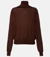 Saint Laurent Turtleneck Sweater Dropped Shoulders In Brown