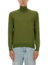 Saint Laurent Turtleneck Wool Blend Sweater In Green