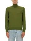 Saint Laurent Turtleneck Wool Blend Sweater In Green
