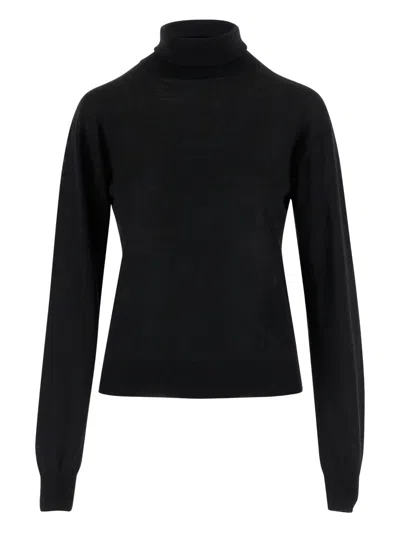 Saint Laurent Cashmere, Wool, And Silk Turtleneck Sweater In Black