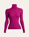 Saint Laurent Cashmere-wool Ribbed Turtleneck Sweater In Pink