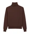 Saint Laurent Turtleneck Knitwear With Ribbed Cuffs And Hem In Brown