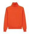 Saint Laurent Cashmere-wool-silk Rollneck In Orange