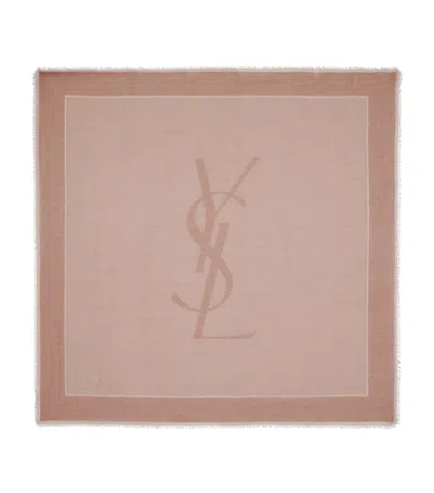 Saint Laurent Cashmere-silk Cassandre Scarf In Red