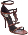 Saint Laurent Cassandra 100 Leather Sandal In Brown
