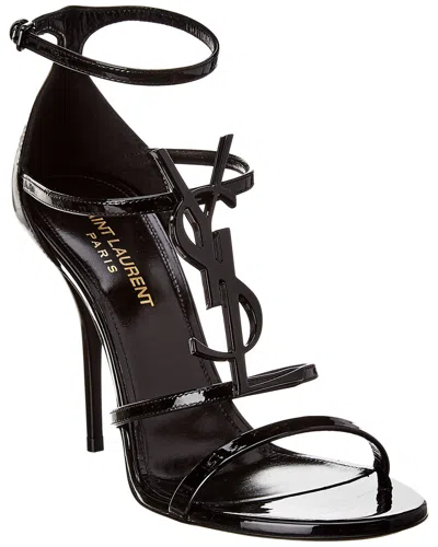 Saint Laurent Cassandra Ysl Patent Leather Sandals In Animal Print
