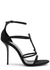 Saint Laurent Cassandra Logo-embellished Patent-leather Sandals In Black