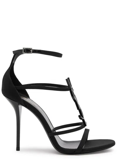 Saint Laurent Cassandra 100 Satin Sandals In Black