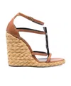 Saint Laurent Cassandra Wedge Espadrilles In Smooth Vegetable-tanned Leather In Nude
