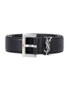 Saint Laurent Cassandre Belt Square Buckle Accessories In Black