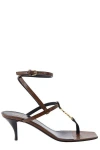 Saint Laurent Cassandra 60mm Leather Sandals In Brown