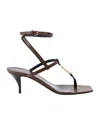 Saint Laurent Cassandra 60 Leather Sandals In Brown