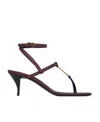 Saint Laurent Cassandra 60 Leather Sandals In Brown