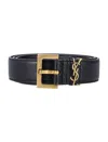 Saint Laurent 3cm Full-grain Leather Belt In Black