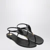 Saint Laurent Smooth Leather Triangular Flat Sandals In Black