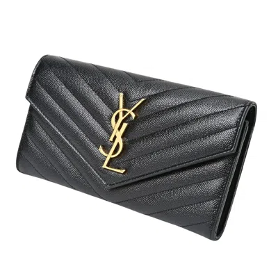 Saint Laurent Cassandra Black Leather Wallet  ()