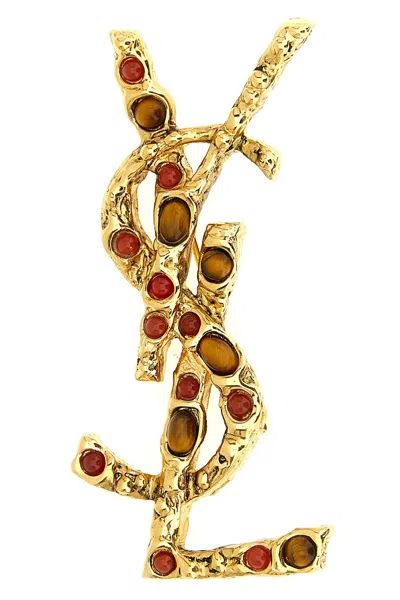 Saint Laurent Cassandra Brooch In Gold