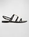 Saint Laurent Cassandra Calfskin Ysl Slingback Sandals In Black