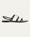 Saint Laurent Cassandra Calfskin Ysl Slingback Sandals In Black