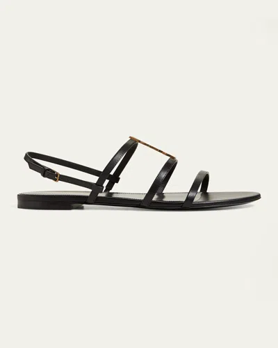 SAINT LAURENT CASSANDRA CALFSKIN YSL SLINGBACK SANDALS