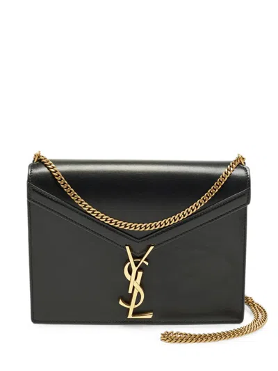 Pre-owned Saint Laurent Cassandra Chain Shoulder Bag In Black