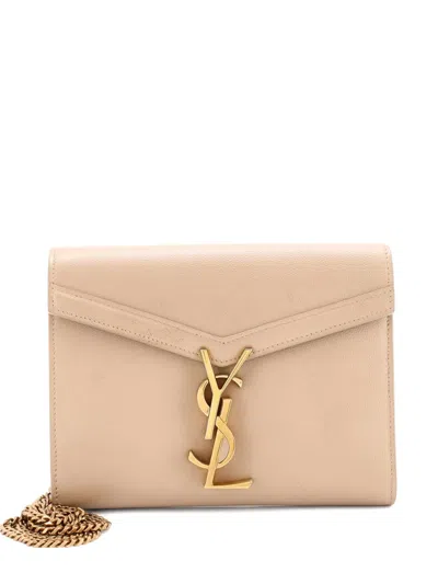 Pre-owned Saint Laurent Cassandra Chain Shoulder Bag Leather Small Crossbody Bag In Neutral