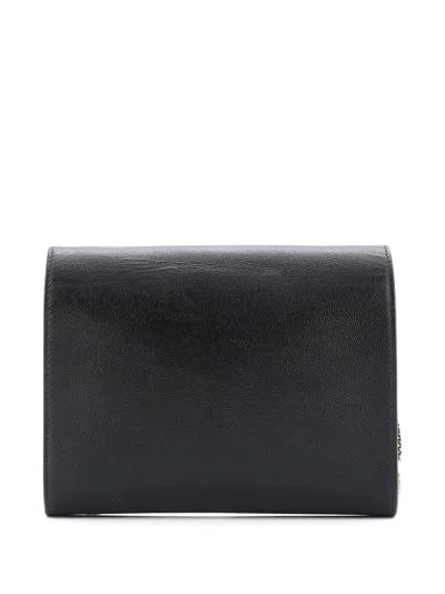 Pre-owned Saint Laurent Cassandra Chain Wallet Leather Mini Crossbody Bag In Black