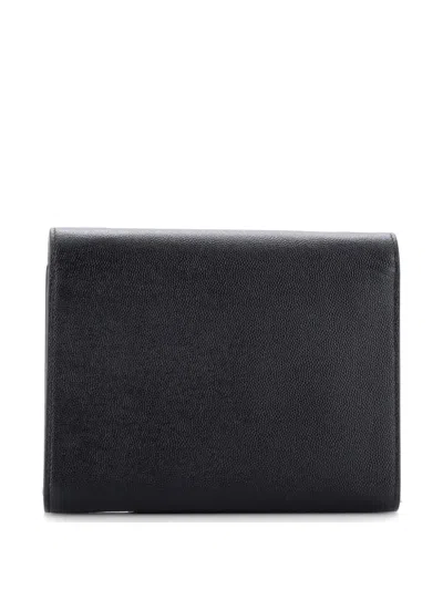 Pre-owned Saint Laurent Cassandra Chain Wallet Leather Mini Crossbody Bag In Black