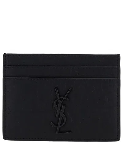 Saint Laurent Cassandre Credit Card Holder In Black