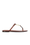 Saint Laurent Cassandra Leather Ysl Thong Sandals In Aesthetic Brown