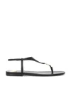 Saint Laurent Sandali Piatti Cassandre In Pelle Liscia Con Tomaia Triangolare In Nero